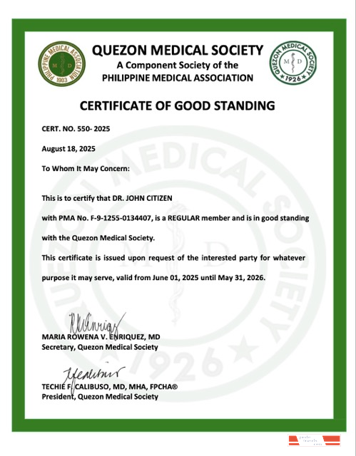 Philippines certificate of good standing Word and PDF template, version 5